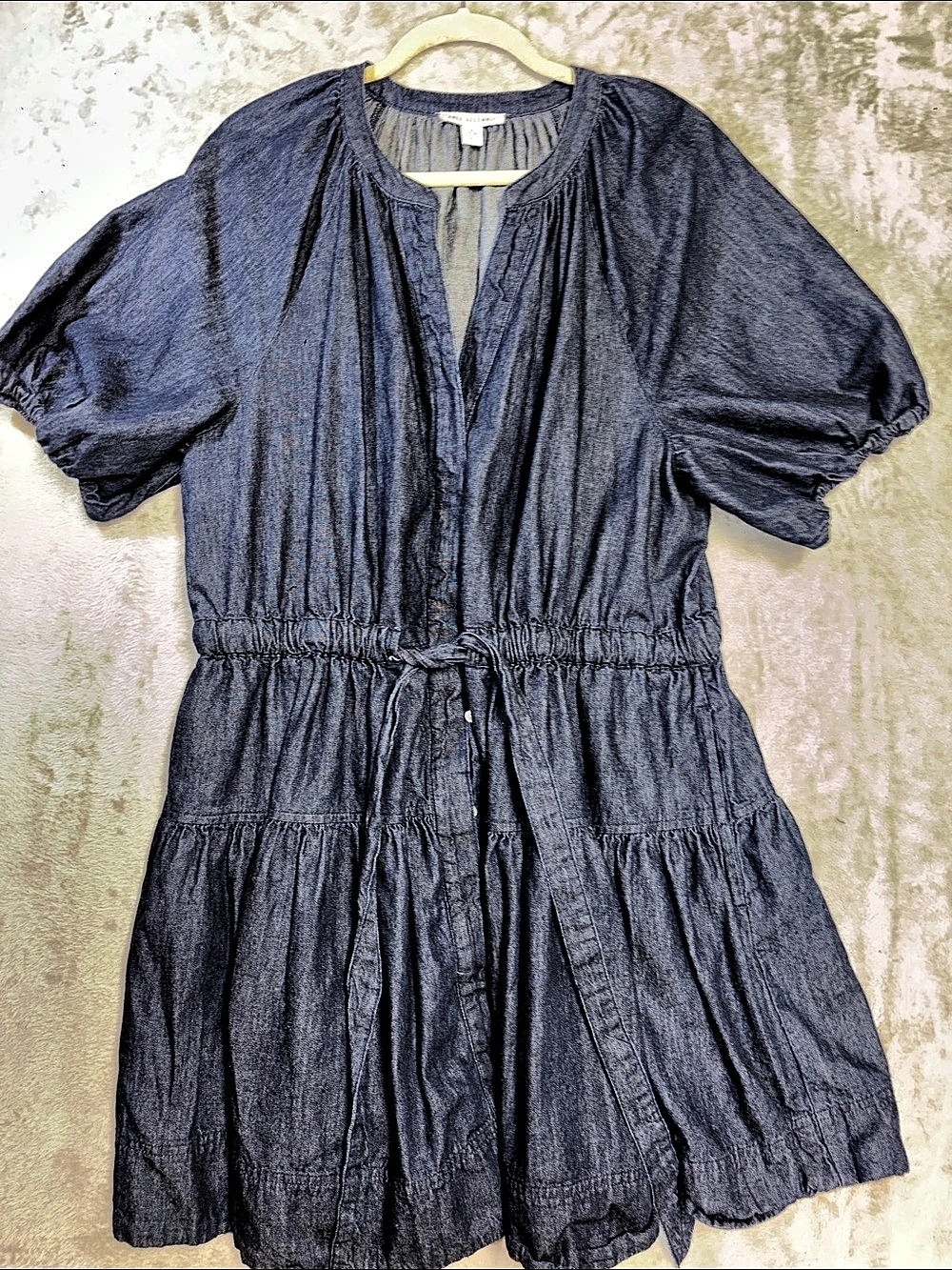 Free Assembly Women's Denim Tiered Mini Dress Blue XL